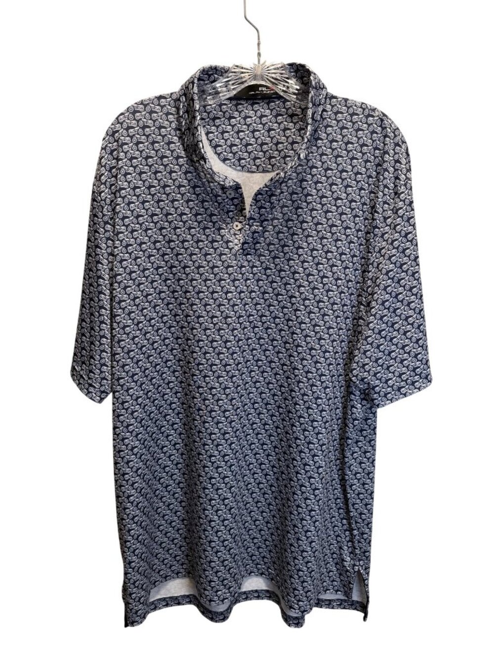 RLX Ralph Lauren Mens XL Navy Motorcycle Print Polo Shirt